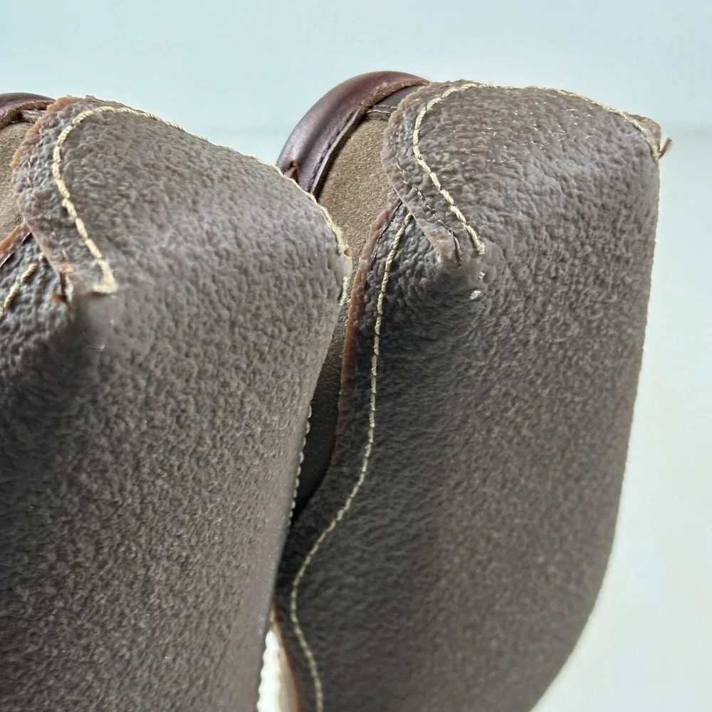 LL Bean‎  HandSewn Shearling Lined Slippers Mens 8Brown Roughout Suede Moccasins
